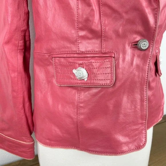 Bradley Bayou Pink Leather Blazer XS Regina George Mean Girls Elle Woods Costume - Picture 4 of 12
